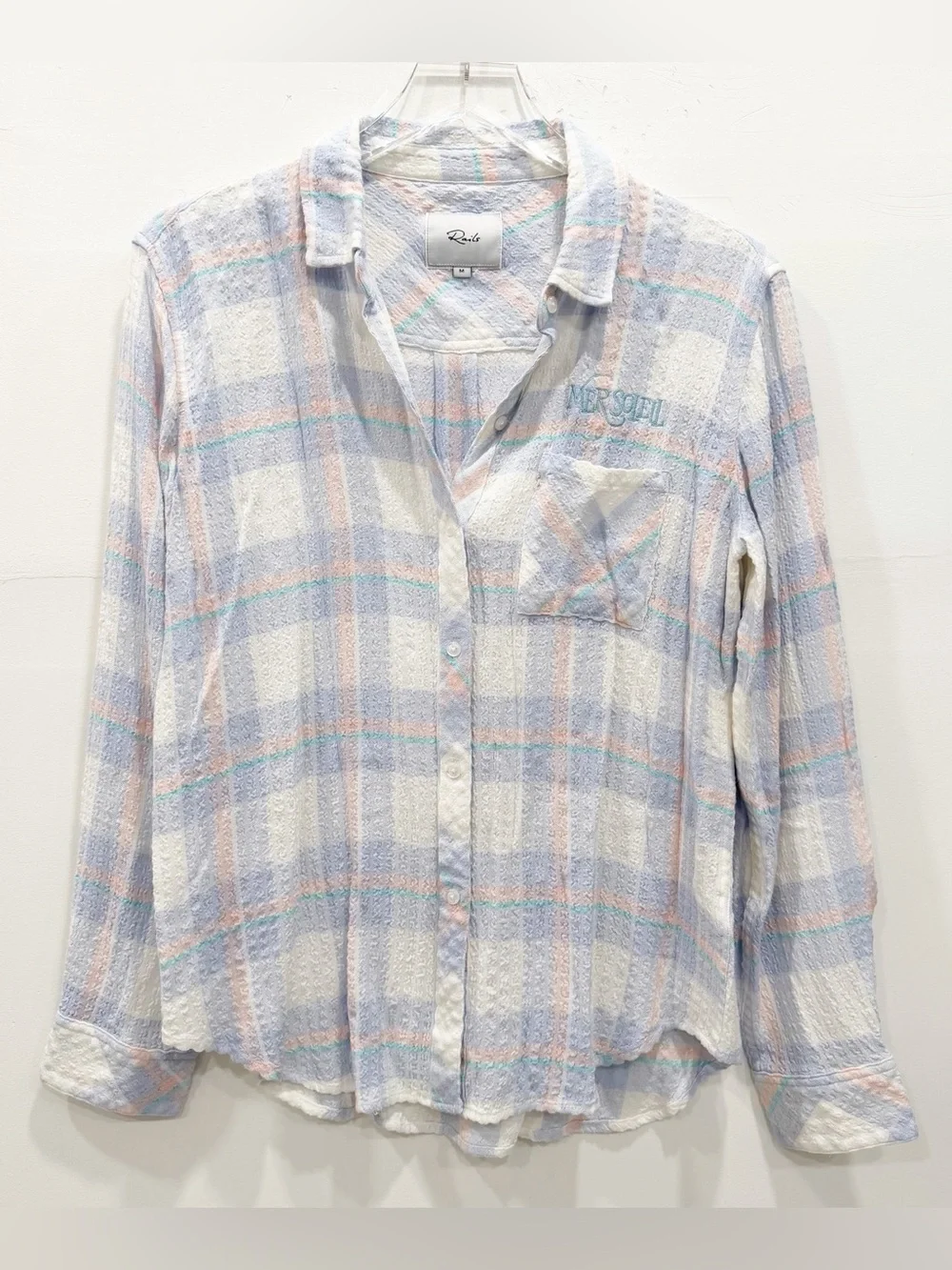 Rails Brady Shirt White Perriwinkle Peach Long Sleeve Button Down Shirt *logo*